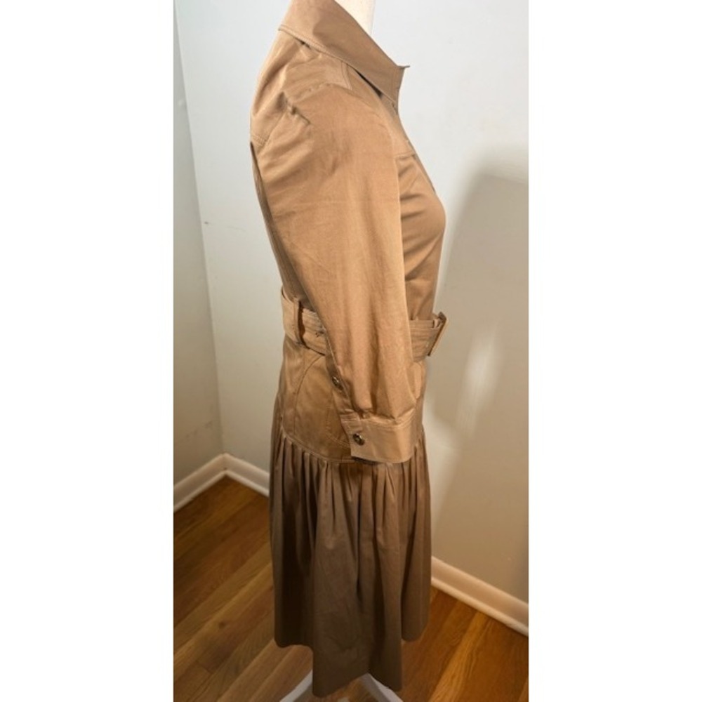 Authentic Burberry London Belted Safari Shirt Dress US Size 2 Khaki Midi‎ - Picture 11 of 16